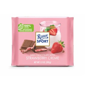 RITTER SPORT MILK CHOCOLATE WITH STRAWBERRY CREME 3.5 OZ